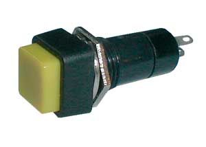 Přepínač tlačítko čtverec OFF-(ON) 250V/1A žluté