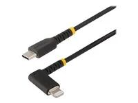 Right-Angled Heavy Duty Aramid Fiber USB Type-C to Lightning Charging/Sync Cord - Apple MFi Certified - Rugged iPhone Lightning Cable - Kabel Lightning - USB-C s piny (male) do Lightning s piny (male) - 1 m - černá