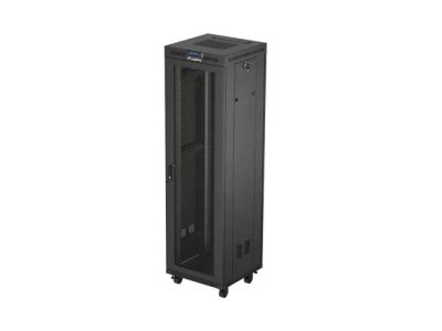 19" Volně stojící racková skříň 42u/600x600 (flat pack) se síťovými dveřmi lcd černá lanberg V2