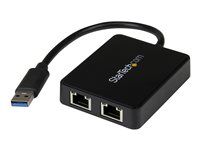 10/100/100 - USB Gigabit LAN Network NIC Adapter (USB32000SPT) - Síťový adaptér - USB 3.0 - 1GbE - 1000Base-T - 2 porty - černá