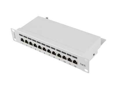 Patch panel 12PORT 1U 10" CAT.6 ftp stíněný šedý lanberg