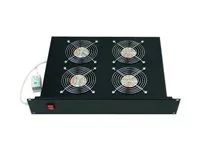 19" horizontální ventilační jednotka 4x ventilátor 2U termostat šedá RAL7035