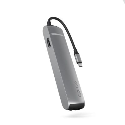 Epico 6v1 Slim Hub 8K s USB-C konektorem - šedá