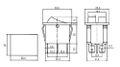 Přepínač kolébkový 2x(2pol./3pin) ON-OFF 250V/15A prosv. červený