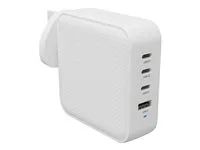Síťový adaptér - GaN - 100 Wh - QC 3.0, Power Delivery 3.0 + PPS - 4 výstupní konektory (USB, 3 x USB-C) - bílá
