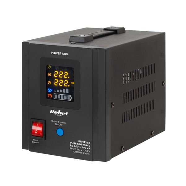 Zdroj záložní REBEL POWER-500 12V 230V 500VA 300W Black
