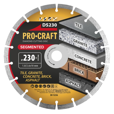 Diamantový řezný kotouč 230 mm PROCRAFT DS230 Segmentovaný