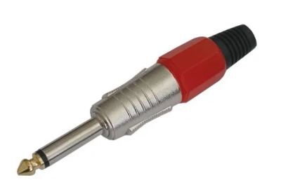 Konektor Jack 6.3 mono kov HQ červený 2ks