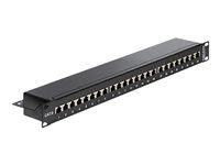 Propojovací panel - CAT 6 - RJ-45 X 24 - černá - 1U - 19"