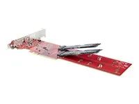 PC/Linux Compatible (DUAL-M2-PCIE-CARD-B) - Adaptér rozhraní - M.2 - Rozšiřující slot na 2 X M.2 - M.2 Card - nízký profil - RAID 0, 1, JBOD - PCIe 4.0 x16/x8 - červená