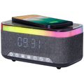 GEMBIRD FM Rádio budík s Qi nabíjaním, čierny
