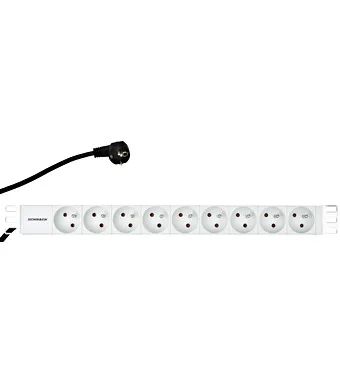 Napájecí panel PDU 19", 9x ČSN, 1U, kabel 2 m