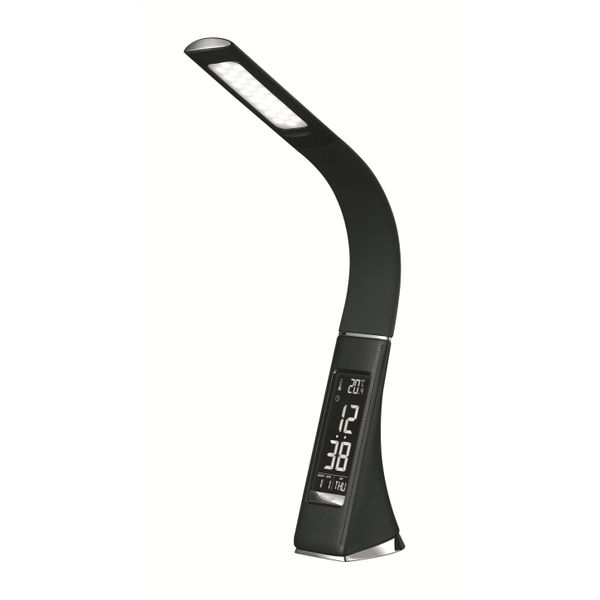 Platinet PDLU3B stolní LED lampa stmívatelná, flexibilní rameno, hodiny, černá