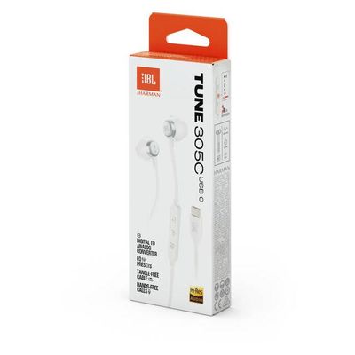 JBL Tune 305 USB-C, Sluchátka, bílá