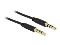 Kabel náhlavní soupravy - 4 pólový mini jack s piny (male) do 4 pólový mini jack s piny (male) - 50 cm - černá