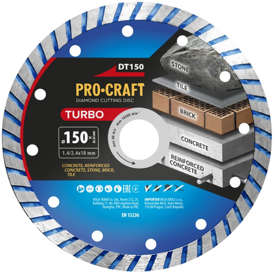 Diamantový řezný kotouč 150 mm PROCRAFT DT150 Turbo