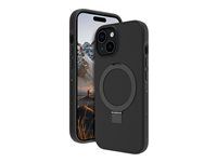 Zadní kryt pro mobilní telefon - s hliníkovým stojánkem - kompatibilita s MagSafe - D3O, plast - černá - pro Apple iPhone 13, 14, 15, 16e, 17e