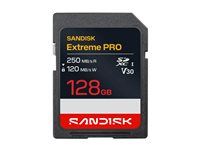 SanDisk Extreme PRO - Pametová karta flash - 128 GB - Video Class V30 / UHS-I - SDXC UHS-I
