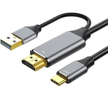 PremiumCord HDMI2.0 na USB-C kábel pre monitory,2m