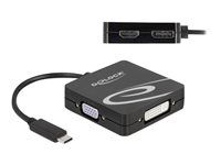 High Speed - video adaptér - jeden spoj - USB-C s piny (male) do 15 pin D-Sub (DB-15), DVI-I, HDMI, DisplayPort se zdířkami (female) - 10 cm - černá - podpora (DP) 4K60Hz (3840 x 2160), podpora 1080P 60 Hz (VGA), 1200p podporuje 60 Hz (DVI)