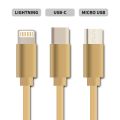 Kabel GETI GCU 05 USB 3v1 zlatý samonavíjecí