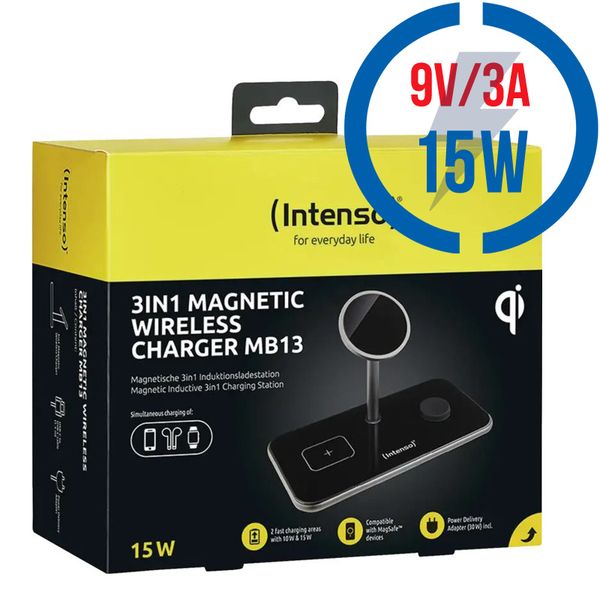 INTENSO MB13, 3v1 Bezdrátová (Qi) nabíječka 15W