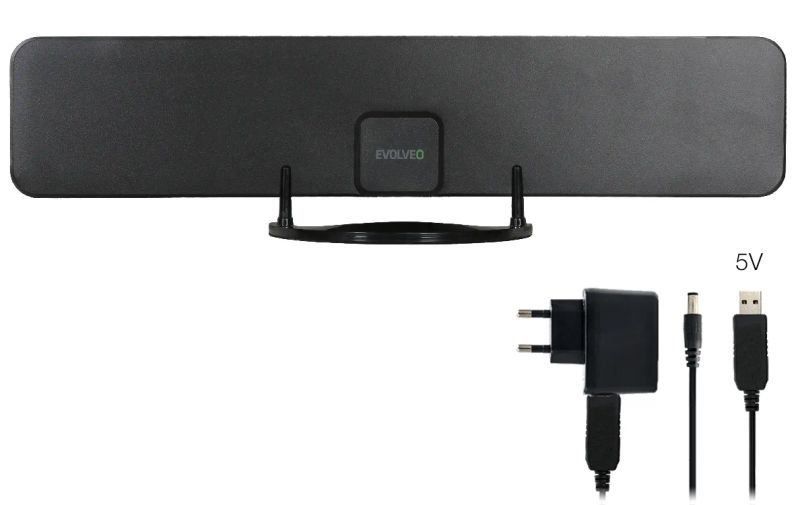 EVOLVEO Xany 2B, 230/5V, aktivní pokojová anténa FM/DAB+/DVB-T2, filtr LTE,4G,5G