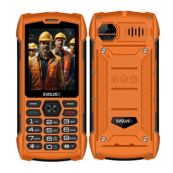 EVOLVEO StrongPhone H1, IP68 odolný Dual SIM telefon, 2,8"LCD, 5000mAh, Powerbanka, oranžový