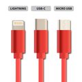 Kabel GETI GCU 02 USB 3v1 červený samonavíjecí