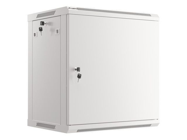 Lanberg racková skříň 19" nástěnná 12u/600x450 pro vlastní montáž s kovovými dveřmi šedá