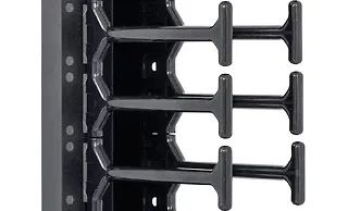 19" vyvazovací panel 42U - Hřeben, dvouřadý černý