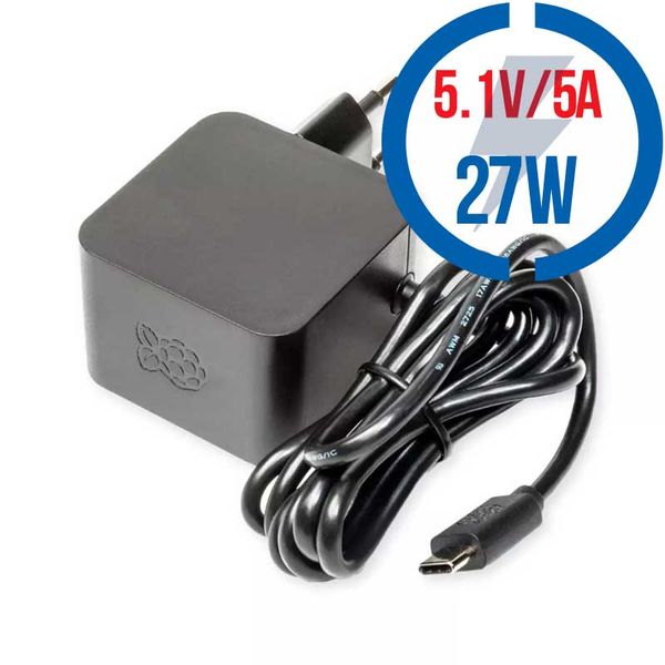 RASPBERRY USB-C adaptér Raspberry Pi 5 27W, černý