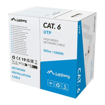 Lan kábel CAT.6 utp 305 solid cu lszh grey cpr +