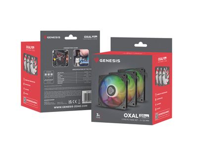 Ventilátor Genesis OXAL 120 ARGB, 3-Pack, černý