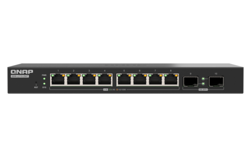 QNAP switch QSW-L2110-10T (8x 2,5GbE port, 2x 10GbE port, Lite Managed)
