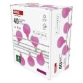 LED světelný cherry řetěz – kuličky 2,5 cm, 4 m, venkovní i vnitřní, růžová, časovač