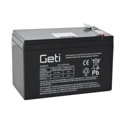 Baterie olověná 12V 9Ah GETI (konektor 6,35 mm)