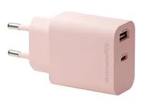 Síťový adaptér - 20 watt - 2 výstupní konektory (USB-C, USB) - růžová - Evropa