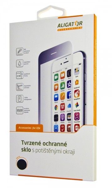 Ochranné tvrzené sklo ALIGATOR PRINT černá, Xiaomi Redmi Note7, celoplošné lepení