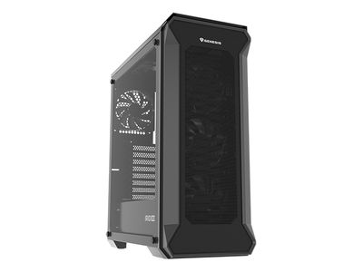 Počítačová skříň Genesis IRID 505F/Midi Tower/Transpar./Černá