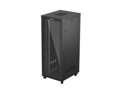 19" Volně stojící racková skříň 42u/800x1000 (flat pack) s prosklenými dveřmi lcd černá lanberg V2