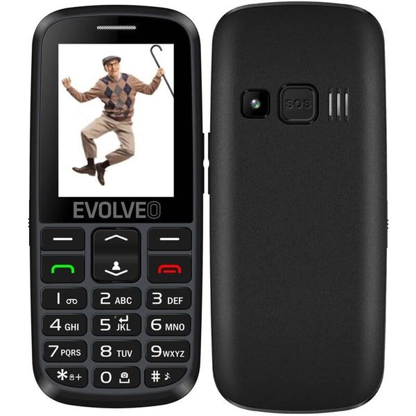 EVOLVEO EasyPhone EG, telefon pro seniory, nabíjecí stojánek a adaptér, černý
