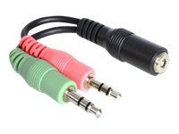 Audio adaptér - mini-phone stereo 3.5 mm se zdířkami (female) do mini-phone stereo 3.5 mm s piny (male) - 12 cm