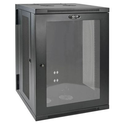 Skříň SmartRack 18U, Š=600mm, Hl=550mm, hloubka pro přepínače, prosklené dveře, montáž na stěnu