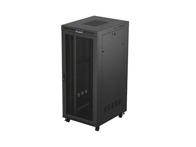19" Volně stojící racková skříň 37u/800x1000 (flat pack) černá s prosklenými dveřmi lcd lanberg V2