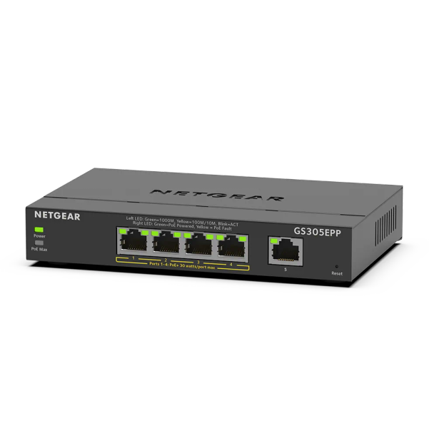 Netgear 5PT ge plus swch w/ hi-pwr poe+