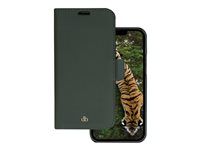 Pouzdro s klopou pro mobilní telefon - písmové hnědé úplety z udržitelné kůže - evergreen - pro Apple iPhone 14 Pro Max