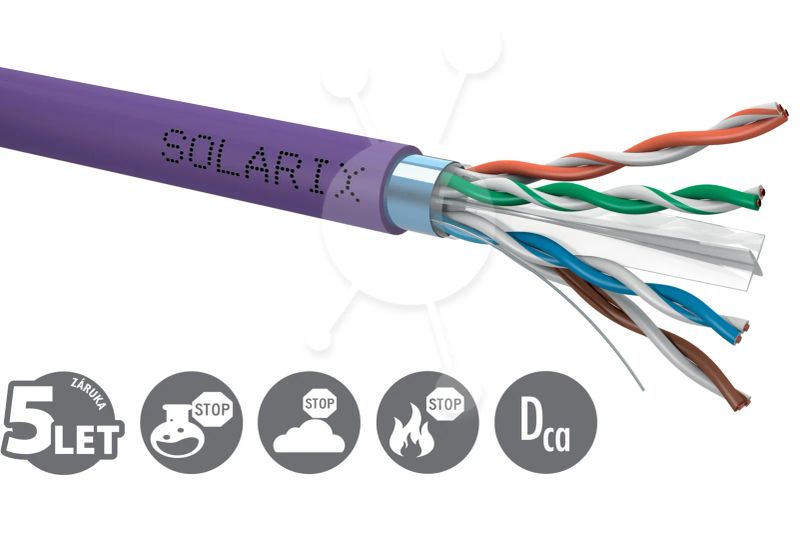 Instalační kabel Solarix CAT6 FTP LSOH Dca-s2,d2,a1 500m/cívka SXKD-6-FTP-LSOH