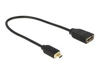 HDMI adaptér - HDMI se zdířkami (female) do 19 pin micro HDMI Type D s piny (male) - 20 cm - trojnásobně stíněný - černá - podporuje 4K