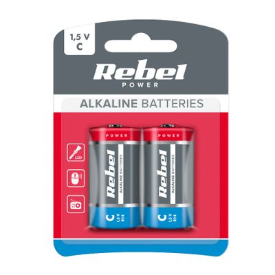 Baterie C (R14) alkalická REBEL Alkaline Power 2ks / blister BAT0063B